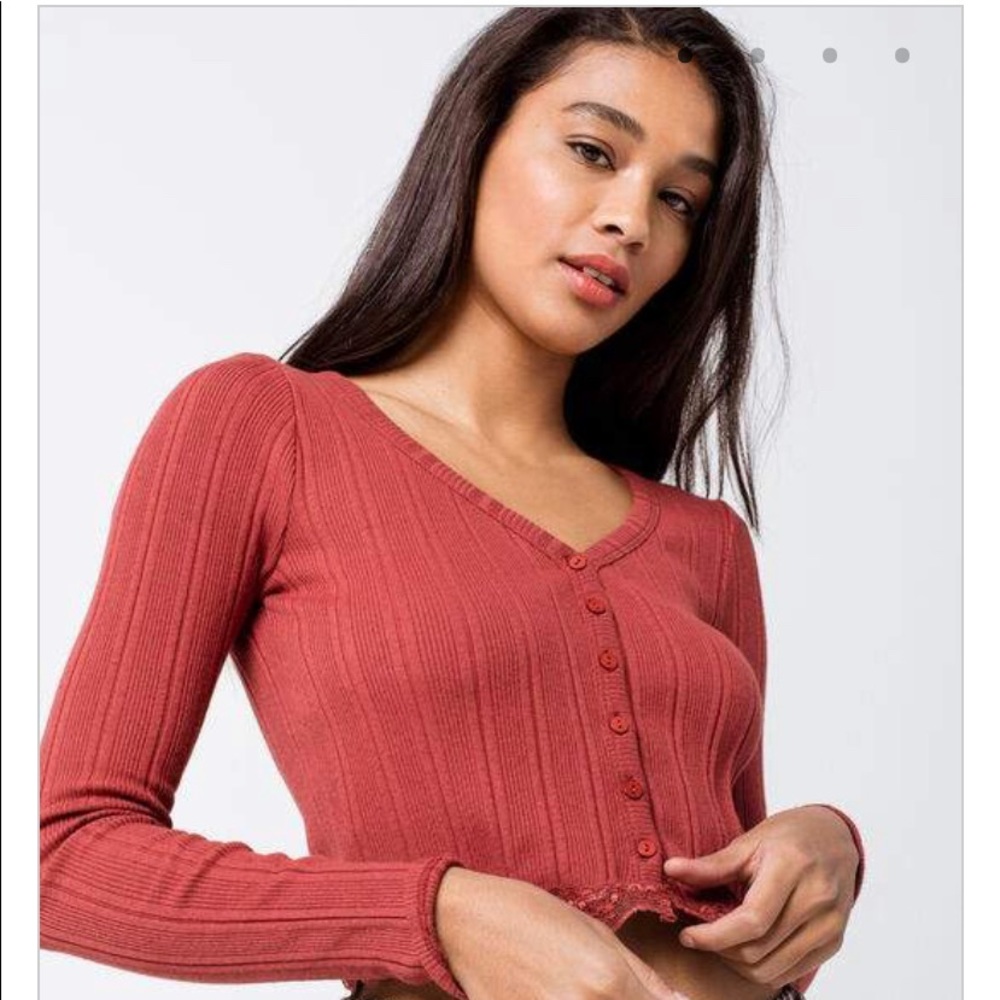 Sky and Sparrow Rust Long-sleeve Cropped Top